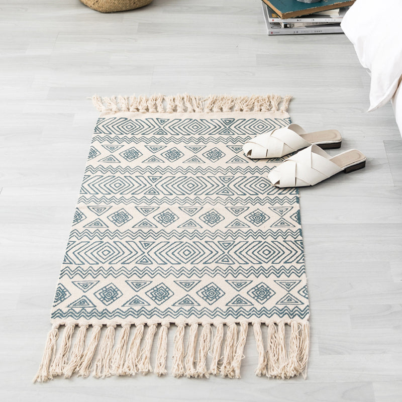 Lisslune | Western geometric printed carpet Multicolored jute carpet Pet-friendly, stain-resistant indoor runner with fringes for the room
