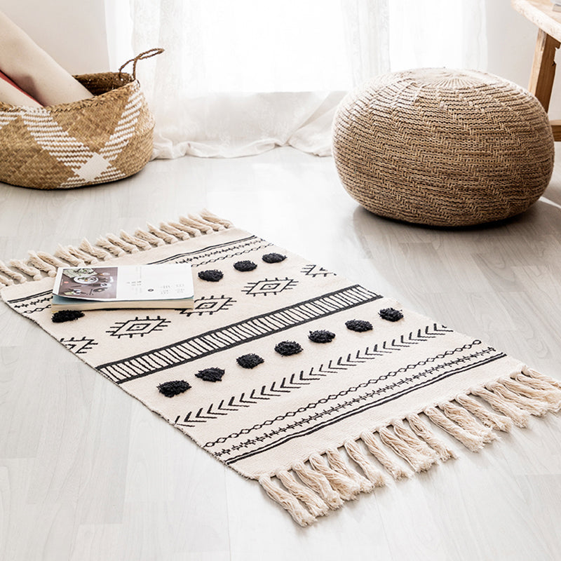 Lisslune | Western geometric printed carpet Multicolored jute carpet Pet-friendly, stain-resistant indoor runner with fringes for the room