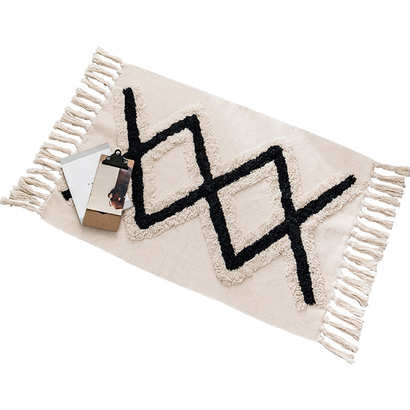 Lisslune | Western geometric printed carpet Multicolored jute carpet Pet-friendly, stain-resistant indoor runner with fringes for the room