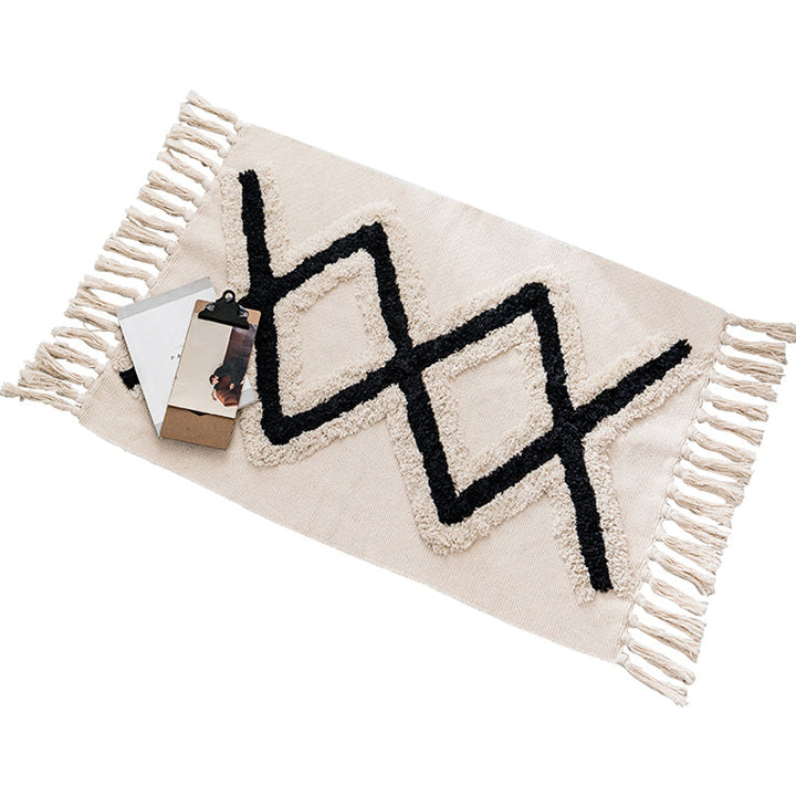 Lisslune | Western geometric printed carpet Multicolored jute carpet Pet-friendly, stain-resistant indoor runner with fringes for the room