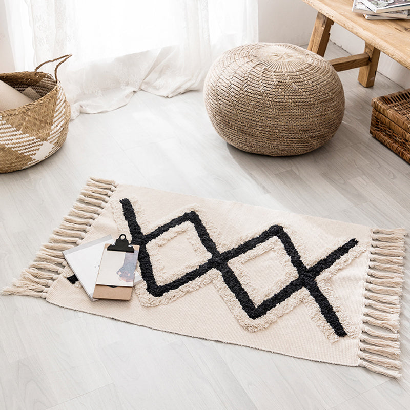 Lisslune | Western geometric printed carpet Multicolored jute carpet Pet-friendly, stain-resistant indoor runner with fringes for the room