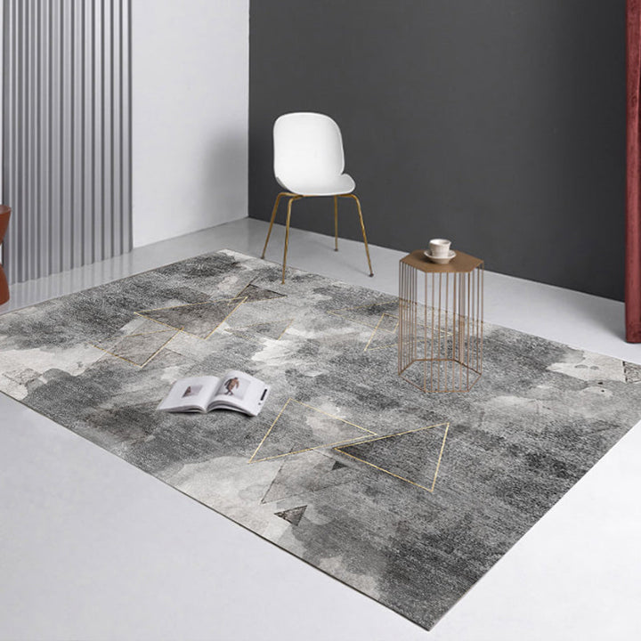 Lisslune | Northern European Living Room Rug Multicolored Geometric Print Indoor Carpet Synthetic Non-Slip Backing Pet-Friendly Rug