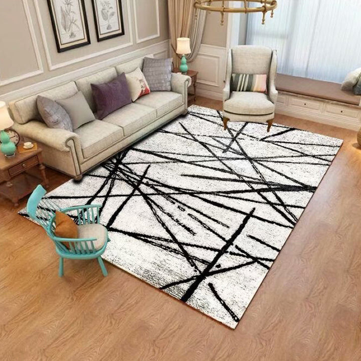 Lisslune | Northern European Living Room Rug Multicolored Geometric Print Indoor Carpet Synthetic Non-Slip Backing Pet-Friendly Rug