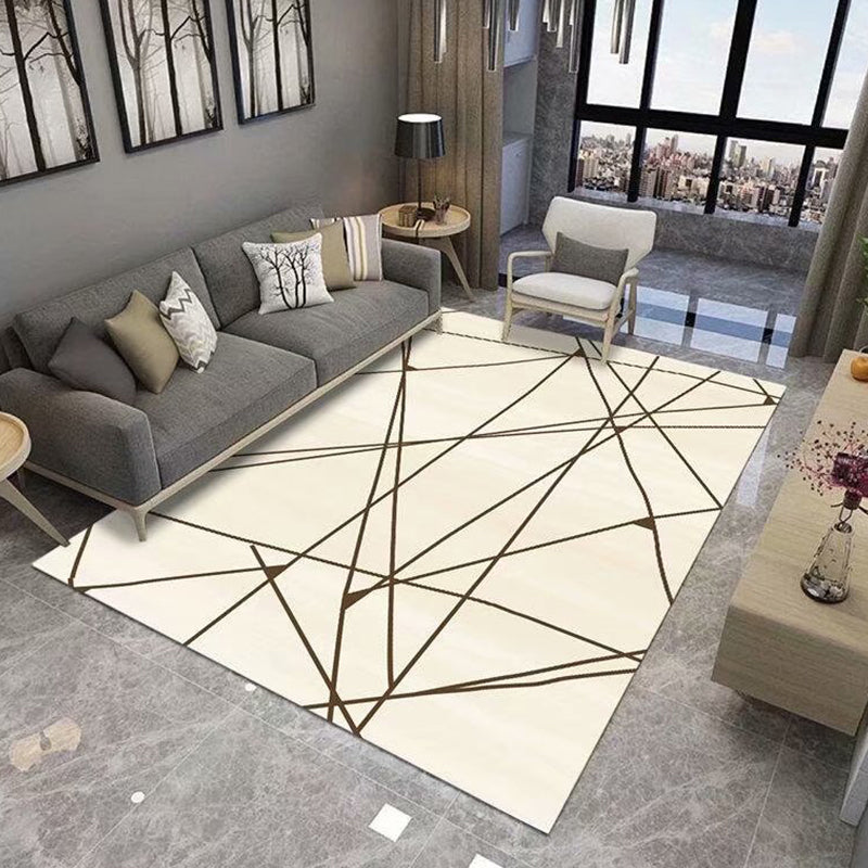 Lisslune | Northern European Living Room Rug Multicolored Geometric Print Indoor Carpet Synthetic Non-Slip Backing Pet-Friendly Rug