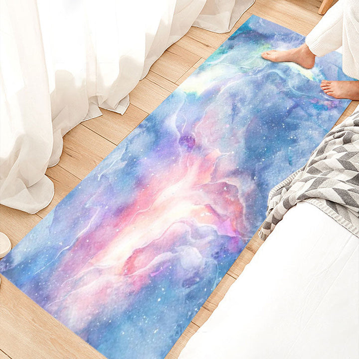 Lisslune | Relaxing Bedroom Rug Multicolored Geometric Print Indoor Rug Polyester Non-Slip Back Washable Area Rug