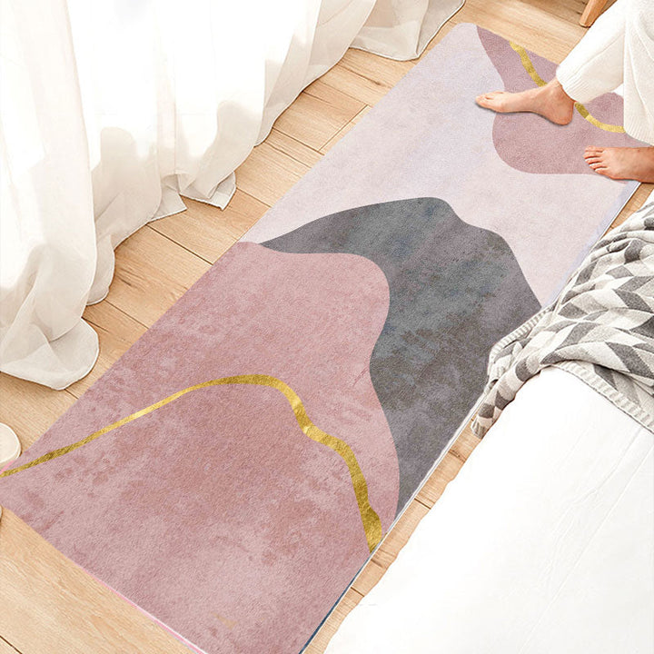 Lisslune | Relaxing Bedroom Rug Multicolored Geometric Print Indoor Rug Polyester Non-Slip Back Washable Area Rug