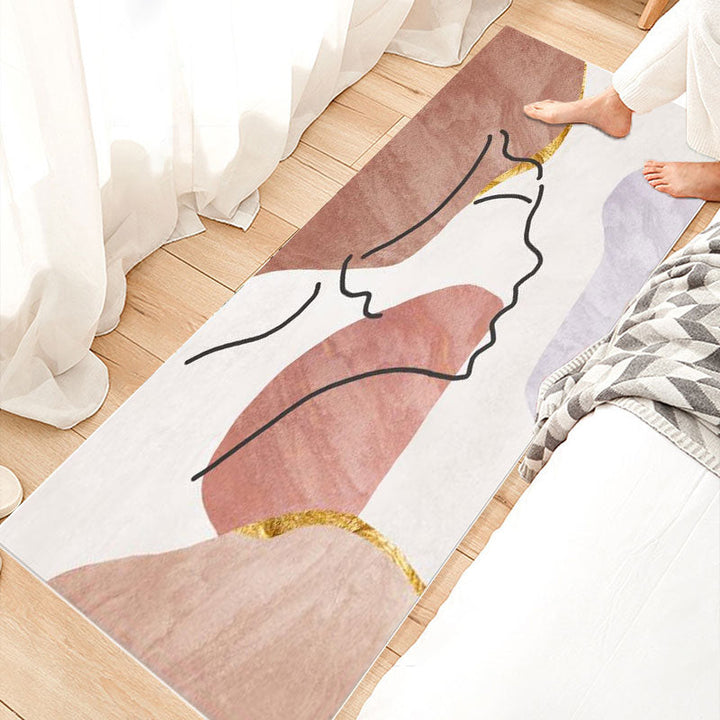 Lisslune | Relaxing Bedroom Rug Multicolored Geometric Print Indoor Rug Polyester Non-Slip Back Washable Area Rug