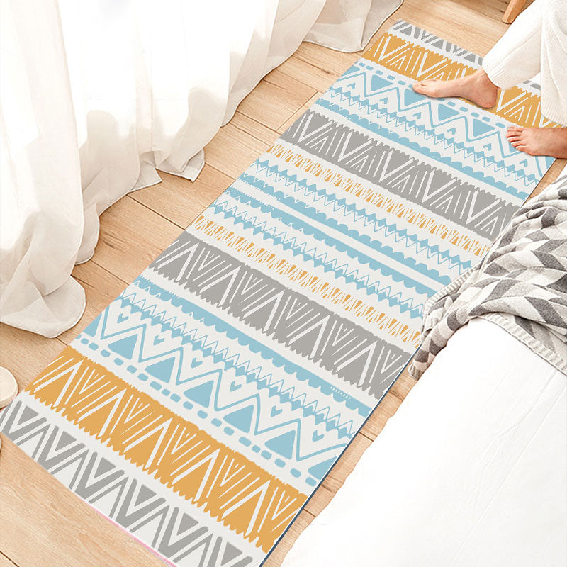 Lisslune | Relaxing Bedroom Rug Multicolored Geometric Print Indoor Rug Polyester Non-Slip Back Washable Area Rug