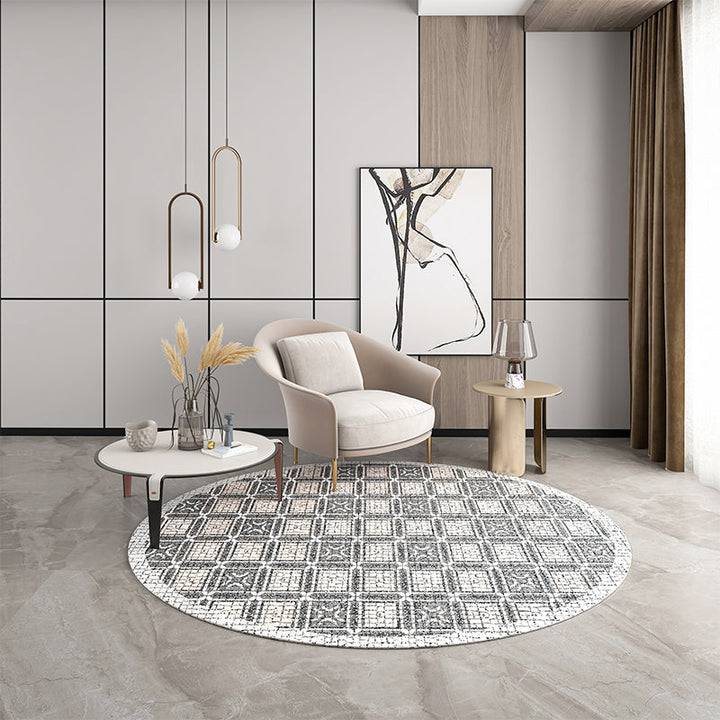 Lisslune | Industrial Living Room Rug Multi Color Abstract Printed Indoor Carpet Polyester Non-Slip Back Easy Care Area Rug
