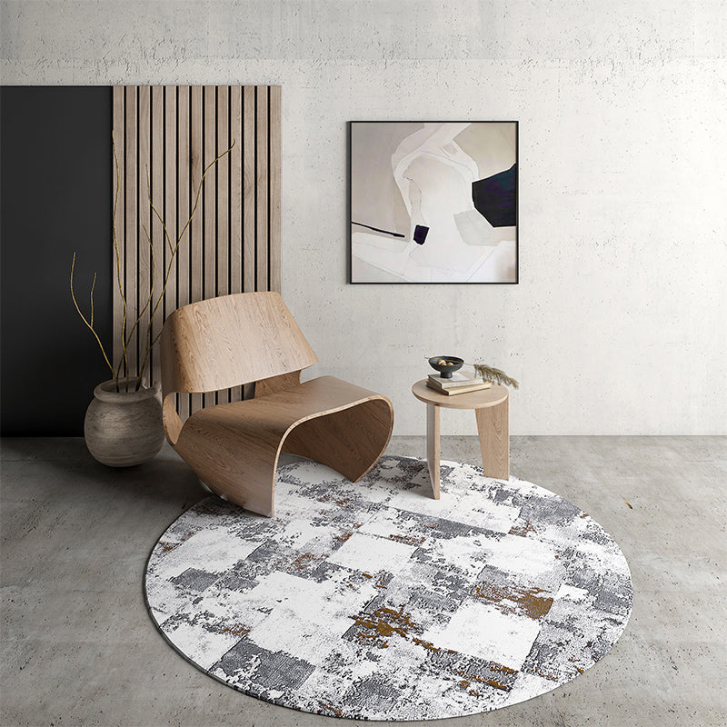 Lisslune | Industrial Living Room Rug Multi Color Abstract Printed Indoor Carpet Polyester Non-Slip Back Easy Care Area Rug