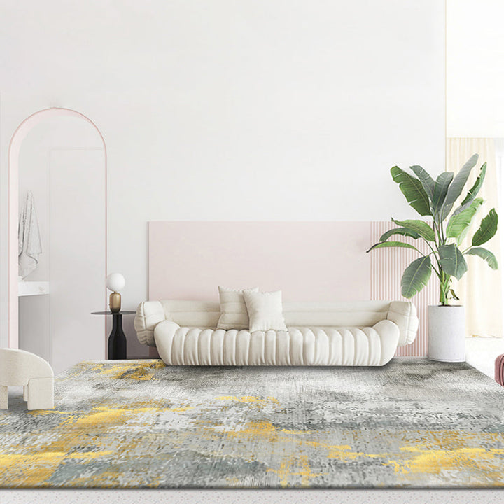 Lisslune | Modern abstract print carpet Multicolor polypropylene area rug non-slip backing pet-friendly area rug for room