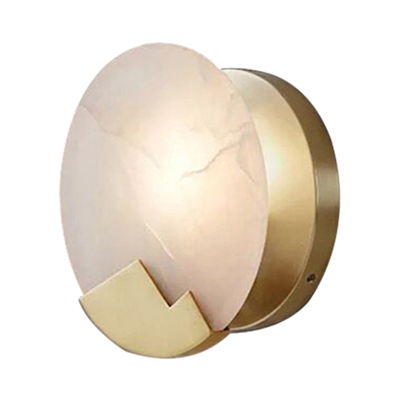 Skørter | Traditional Candle Wall Mount Lighting Metal 1 Main Wall Lamp in Gold with Round Marble