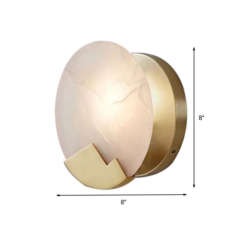 Skørter | Traditional Candle Wall Mount Lighting Metal 1 Main Wall Lamp in Gold with Round Marble