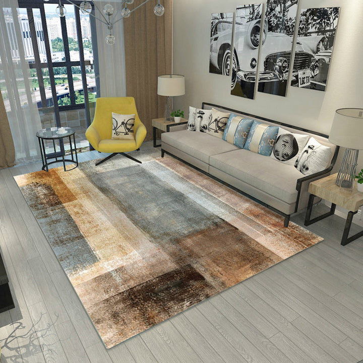 Lisslune | Steampunk Living Room Rug Multicolor Abstract Print Indoor Rug Polyester Non-slip Pet-friendly Rug