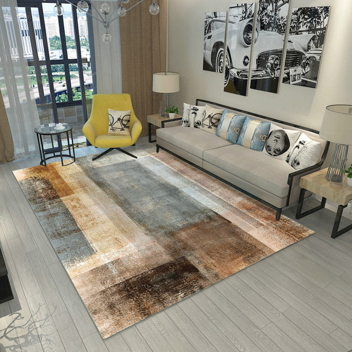 Lisslune | Steampunk Living Room Rug Multicolor Abstract Print Indoor Rug Polyester Non-slip Pet-friendly Rug