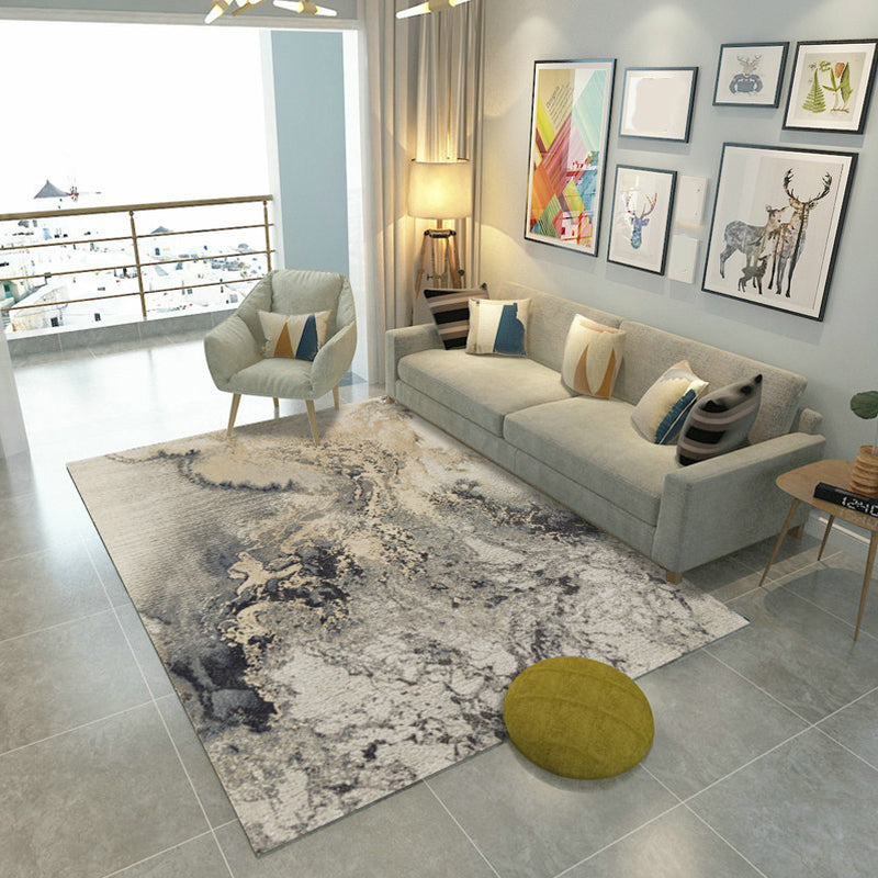Lisslune | Steampunk Living Room Rug Multicolor Abstract Print Indoor Rug Polyester Non-slip Pet-friendly Rug