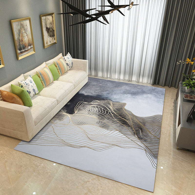 Lisslune | Steampunk Living Room Rug Multicolor Abstract Print Indoor Rug Polyester Non-slip Pet-friendly Rug