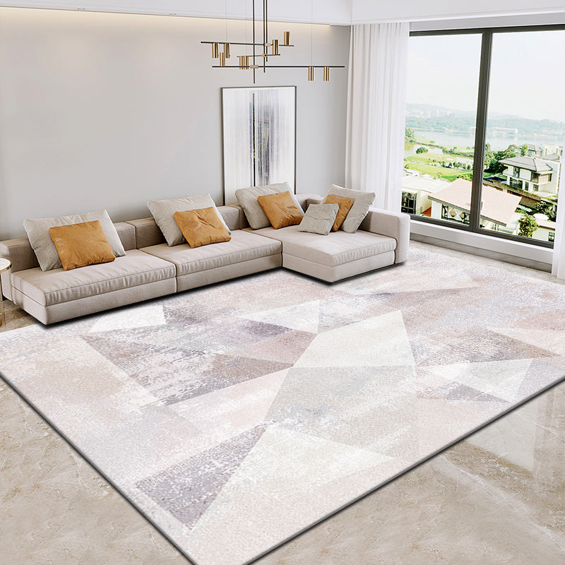 Lisslune | Trendy abstract print carpet multicolored polyester indoor rug non-slip backing pet-friendly easy-to-clean area rug for the living room