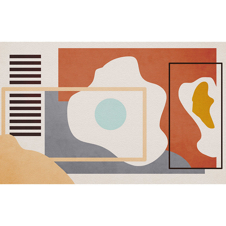 Lisslune | Multicolored Scandinavian rug made of polyester hand-printed indoor rug pet-friendly easy-care area rug for the living room