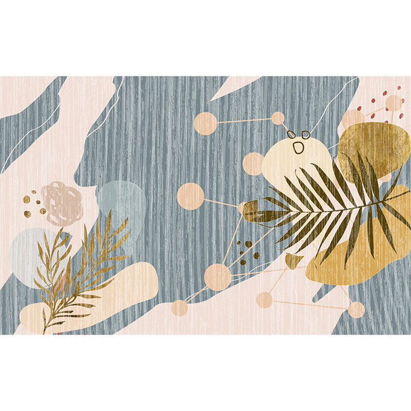 Lisslune | Multicolored Scandinavian rug made of polyester hand-printed indoor rug pet-friendly easy-care area rug for the living room