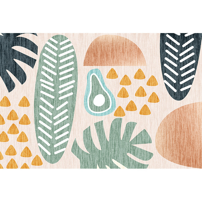 Lisslune | Multicolored Scandinavian rug made of polyester hand-printed indoor rug pet-friendly easy-care area rug for the living room