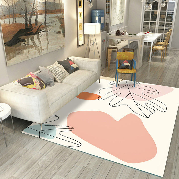 Lisslune | Casual Living Room Rug Multicolored Color Blocked Rug Polypropylene Non-Slip Easy to Care Indoor Rug