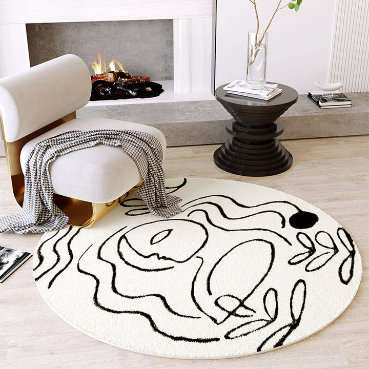 Lisslune | Creative Decoration Carpet White Hand Printed Indoor Carpet Polypropylene Pet Friendly Easy Care Area Rug