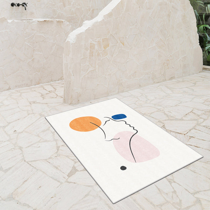 Lisslune | Modern hand-printed rug Multifleur polypropylene indoor rug non-slip carpet side easy care area rug for room