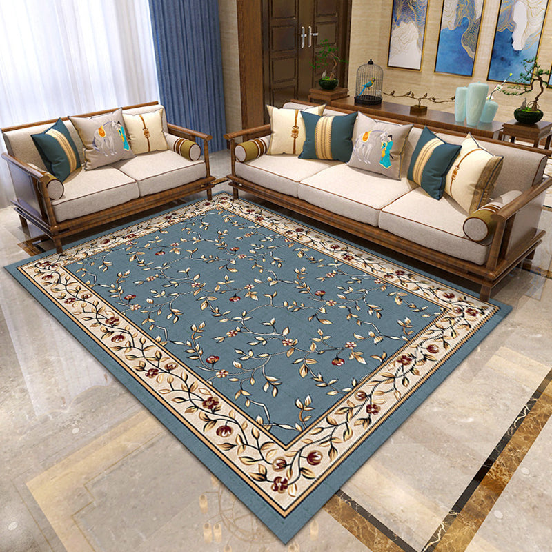 Lisslune | Asian Living Room Carpet Multicolor Floral Printed Carpet Indoor Polypropylene Pet-Friendly Easy Care Area Rug