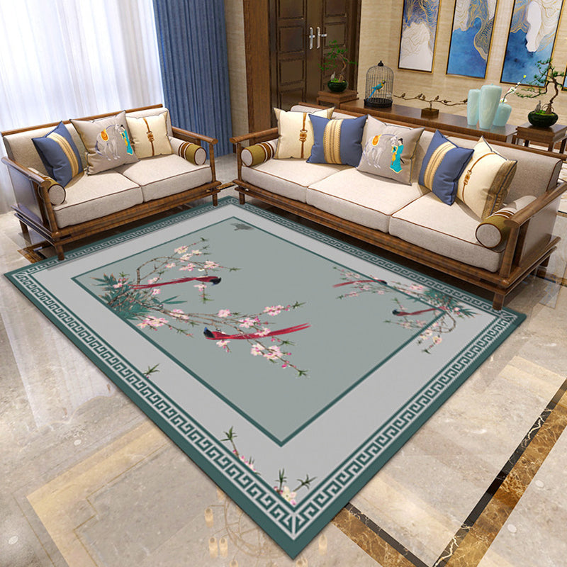 Lisslune | Asian Living Room Carpet Multicolor Floral Printed Carpet Indoor Polypropylene Pet-Friendly Easy Care Area Rug