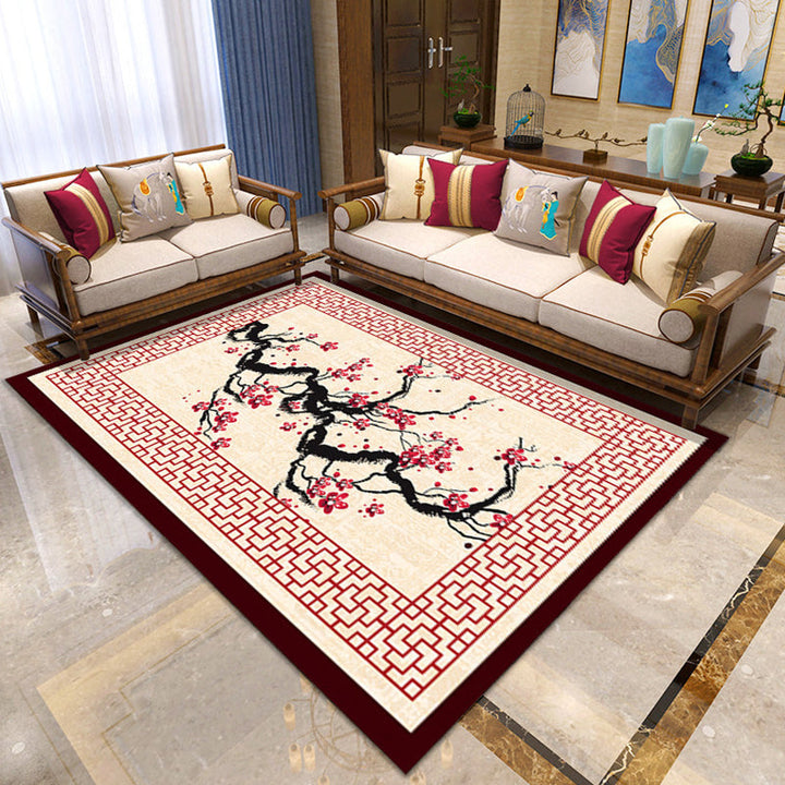 Lisslune | Asian Living Room Carpet Multicolor Floral Printed Carpet Indoor Polypropylene Pet-Friendly Easy Care Area Rug