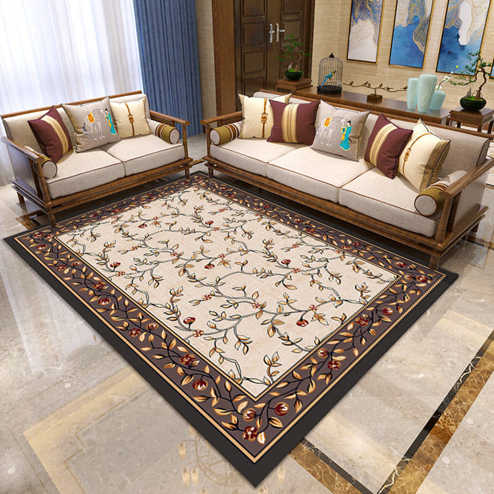 Lisslune | Asian Living Room Carpet Multicolor Floral Printed Carpet Indoor Polypropylene Pet-Friendly Easy Care Area Rug