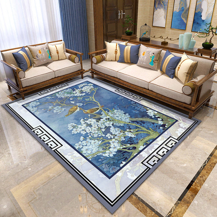 Lisslune | Asian Living Room Carpet Multicolor Floral Printed Carpet Indoor Polypropylene Pet-Friendly Easy Care Area Rug