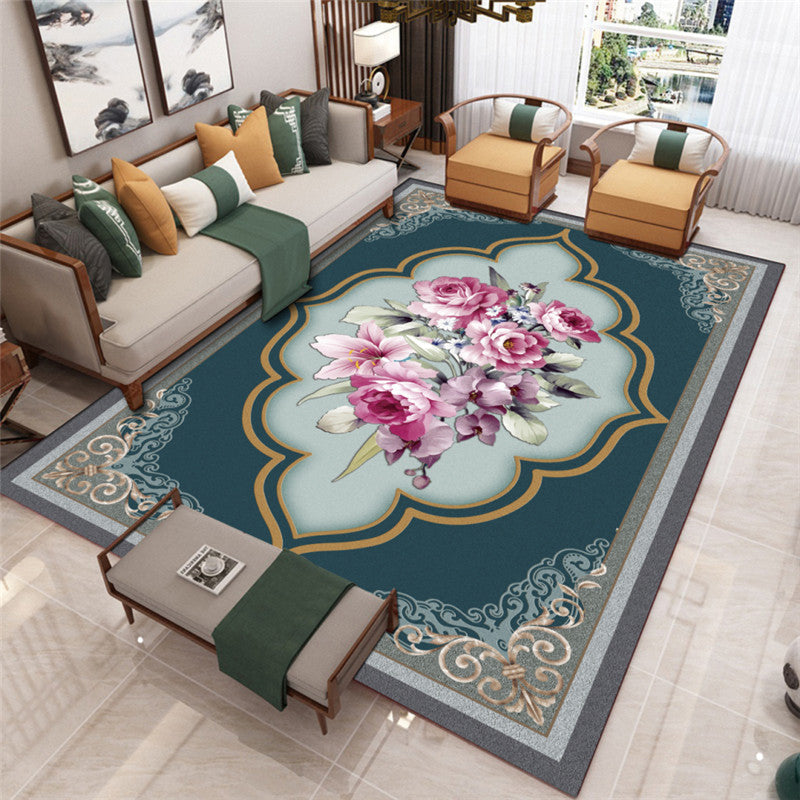 Lisslune | Modern Living Room Carpet Multicolor Flower Print Indoor Rug Polypropylene Pet-Friendly Washable Rug