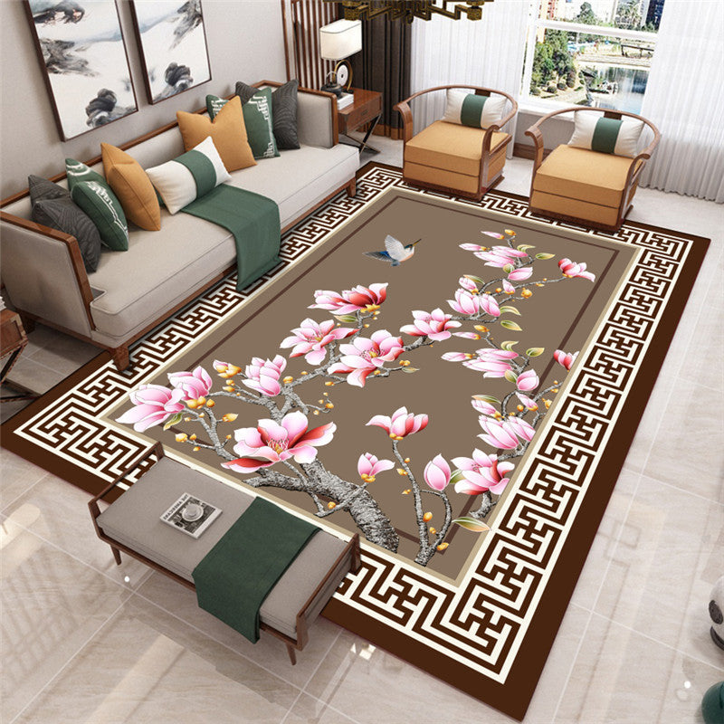 Lisslune | Modern Living Room Carpet Multicolor Flower Print Indoor Rug Polypropylene Pet-Friendly Washable Rug