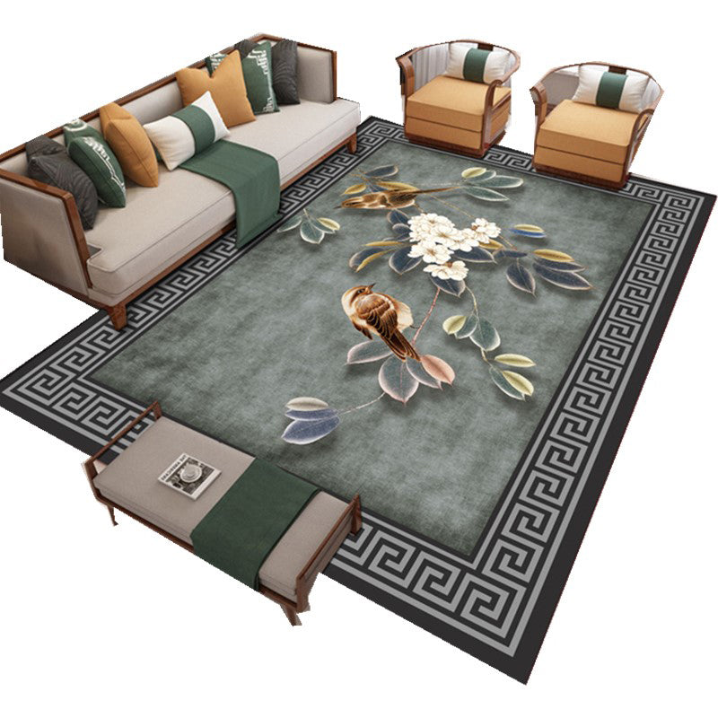 Lisslune | Modern Living Room Carpet Multicolor Flower Print Indoor Rug Polypropylene Pet-Friendly Washable Rug