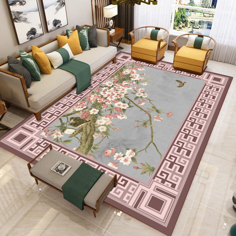 Lisslune | Modern Living Room Carpet Multicolor Flower Print Indoor Rug Polypropylene Pet-Friendly Washable Rug