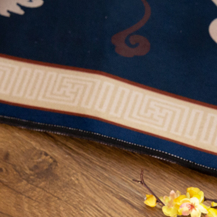 Lisslune | Asian Living Room Carpet Multicolored Chinese Print Carpet Polyester Non-Slip Underlay Pet-Friendly Indoor Carpet