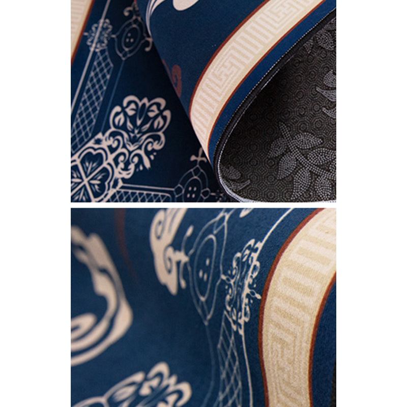 Lisslune | Asian Living Room Carpet Multicolored Chinese Print Carpet Polyester Non-Slip Underlay Pet-Friendly Indoor Carpet