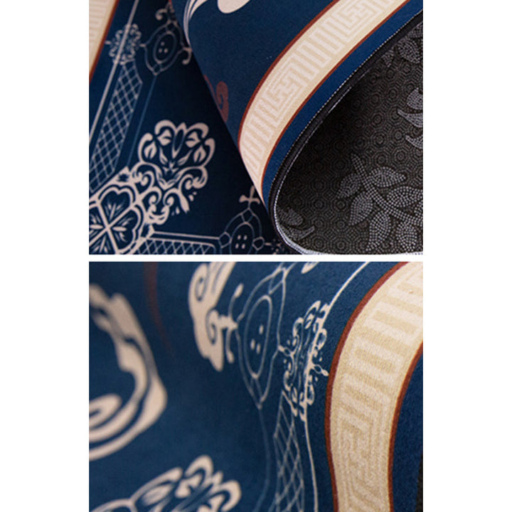 Lisslune | Asian Living Room Carpet Multicolored Chinese Print Carpet Polyester Non-Slip Underlay Pet-Friendly Indoor Carpet