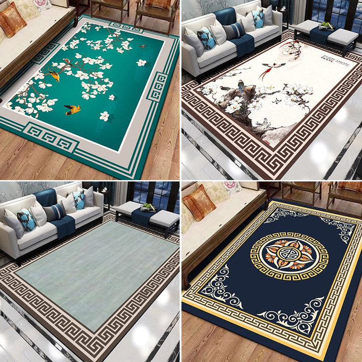 Lisslune | Formal Living Room Rug Versatile Floral Pattern Rug Polyester Non-Slip Back Machine Washable Rug