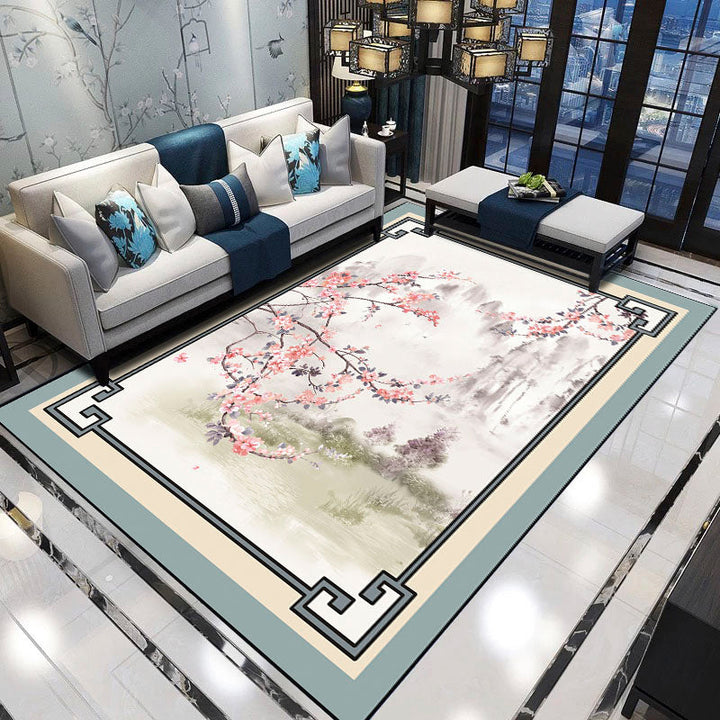 Lisslune | Formal Living Room Rug Versatile Floral Pattern Rug Polyester Non-Slip Back Machine Washable Rug