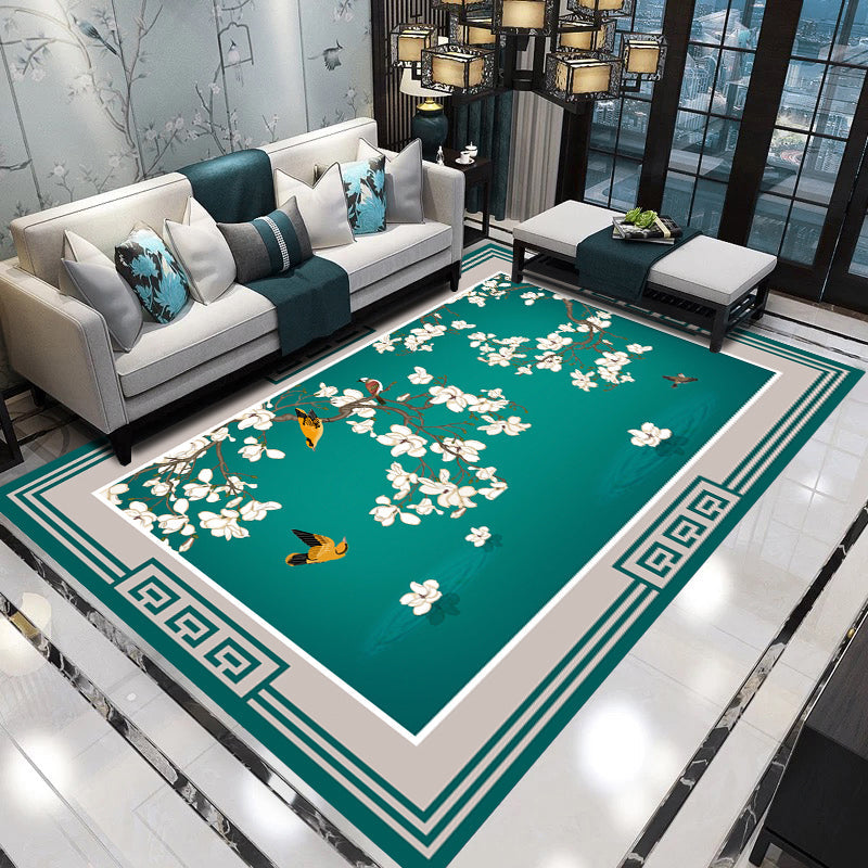 Lisslune | Formal Living Room Rug Versatile Floral Pattern Rug Polyester Non-Slip Back Machine Washable Rug
