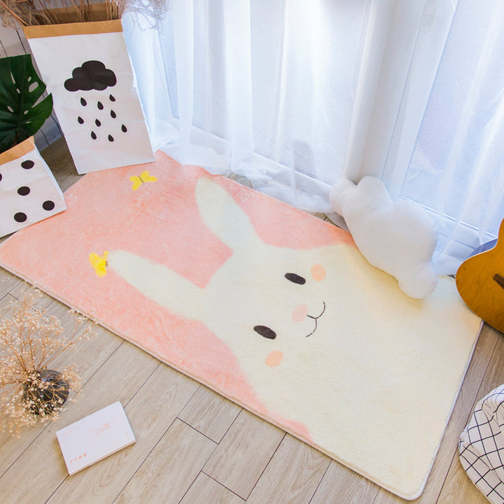 Lisslune | Northern European Cartoon Printed Carpet Multicolor Polyester Area Rug Non-Slip Backing Pet-Friendly Rug for Children