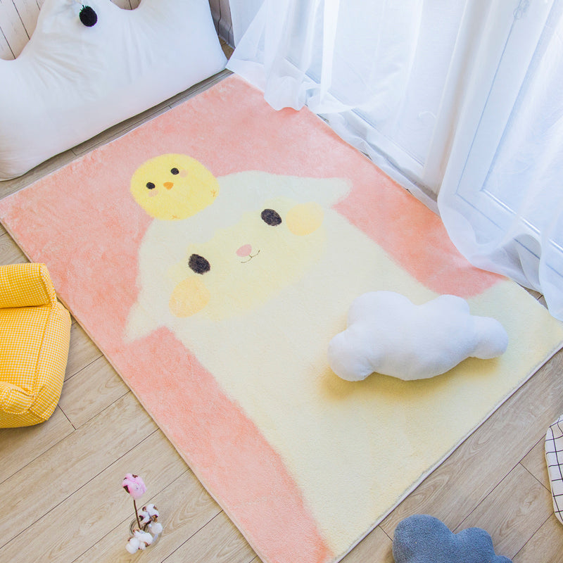 Lisslune | Northern European Cartoon Printed Carpet Multicolor Polyester Area Rug Non-Slip Backing Pet-Friendly Rug for Children