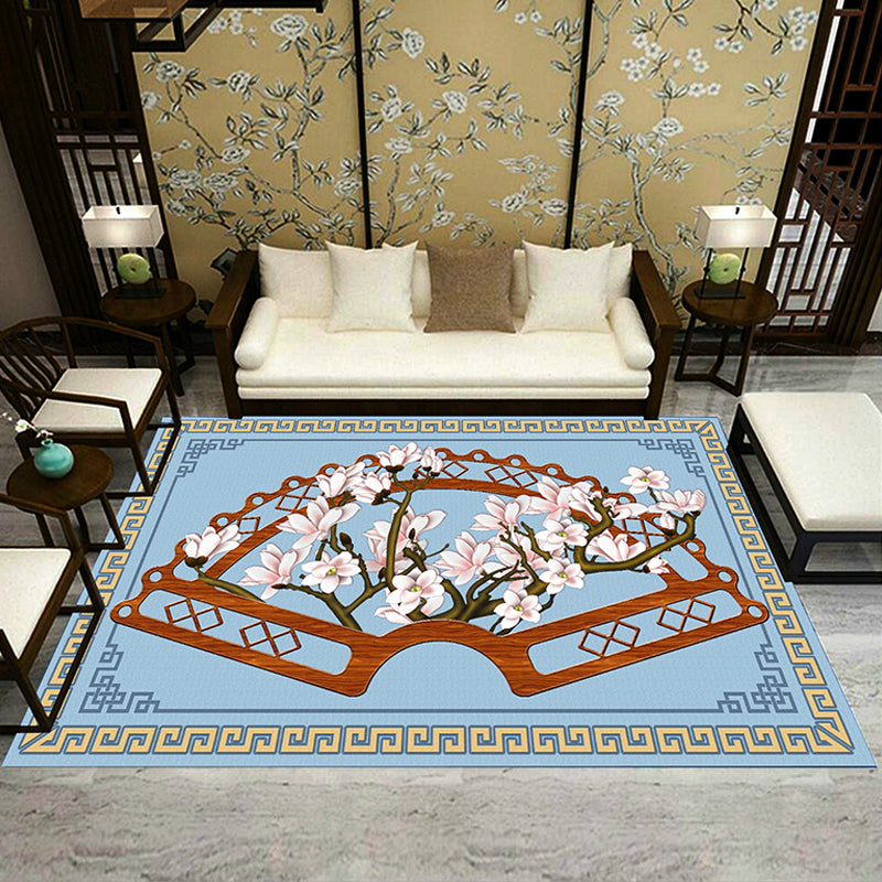 Lisslune | Asia Living Room Rug Multicolored Floral Pattern Area Rug Synthetic Easy Care Pet Friendly Indoor Rug