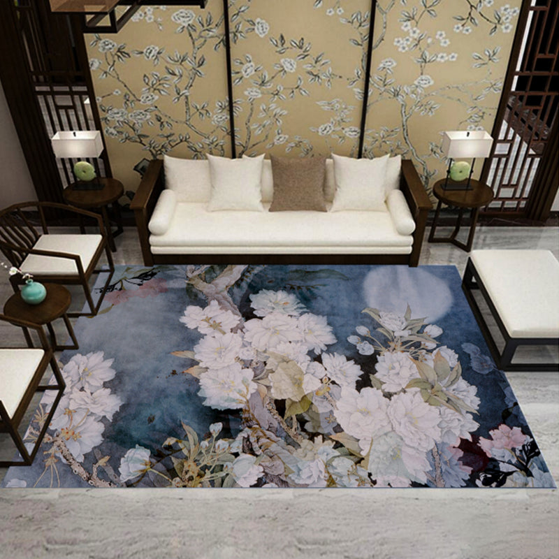 Lisslune | Asia Living Room Rug Multicolored Floral Pattern Area Rug Synthetic Easy Care Pet Friendly Indoor Rug