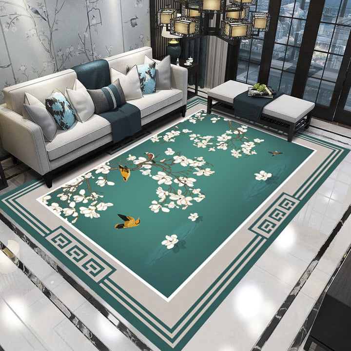 Lisslune | Relaxing Living Room Carpet Multicolored Floral Pattern Carpet Synthetic Non-Slip Pet-Friendly Easy-Care Carpet