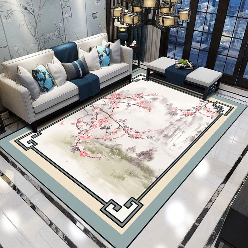 Lisslune | Relaxing Living Room Carpet Multicolored Floral Pattern Carpet Synthetic Non-Slip Pet-Friendly Easy-Care Carpet
