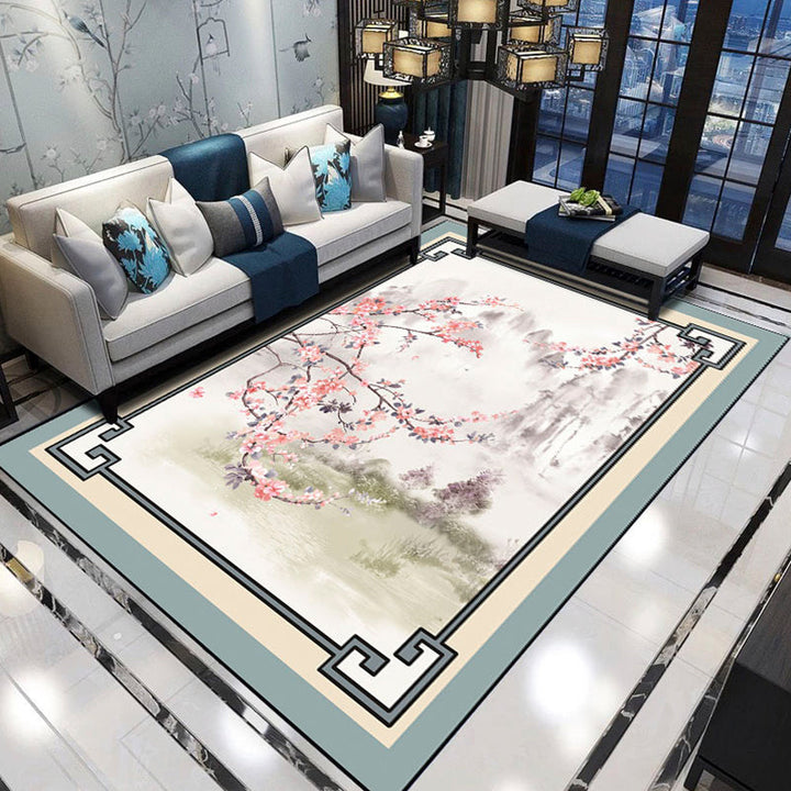 Lisslune | Relaxing Living Room Carpet Multicolored Floral Pattern Carpet Synthetic Non-Slip Pet-Friendly Easy-Care Carpet